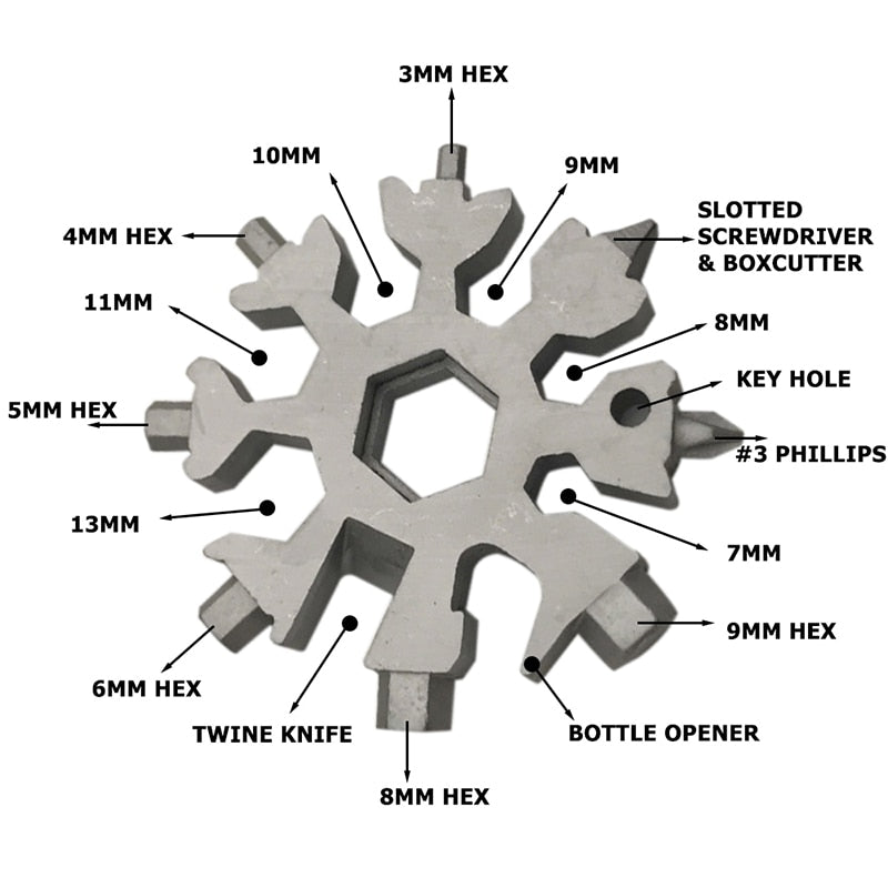 18-in-1 snowflakes multi-tool